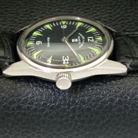 Vintage 1971 Favre Leuba Manual Mens Silver Watch W/Leather Strap - Picture 5 of 9